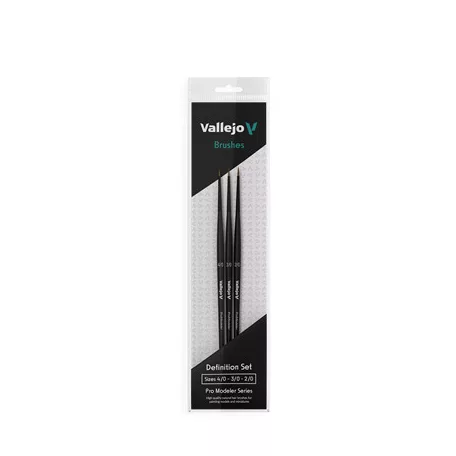 Vallejo - Brush Set / Pro Modeler - Definition Set - Natural Hair (Sizes 4/0, 3/0 & 2/0)-B01990