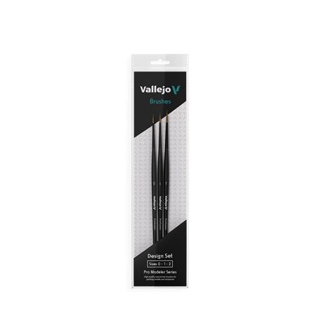 Vallejo - Brush Set / Pro Modeler - Design Set - Natural Hair (Sizes 0, 1 & 2)-B01991