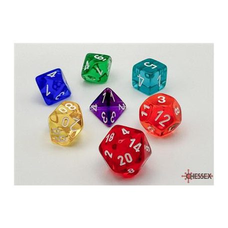Chessex Prism Translucent GM & Beginner Player Polyhedral 7-Die Set-23099