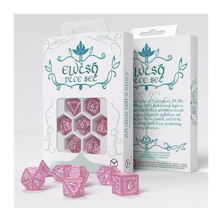 Elvish Shimmering pink & White Dice Set-SELV11
