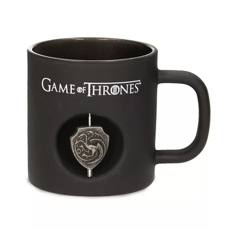 Targaryen 3D Rotating Emblem Black Glass Mug Game Of Thrones-SDTHBO89755