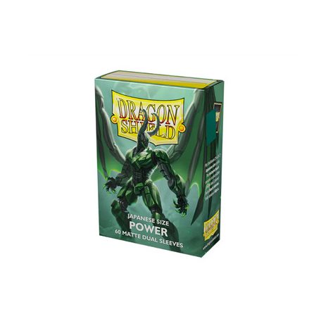 Dragon Shield Dual Matte Japanese Size Sleeves - Metallic Green / Power (60 Sleeves)-AT-15163
