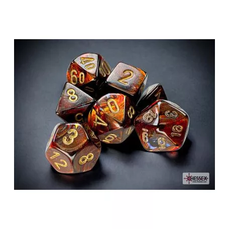 Chessex Scarab Mini-Polyhedral Blue Blood/gold 7-Die Set-20419