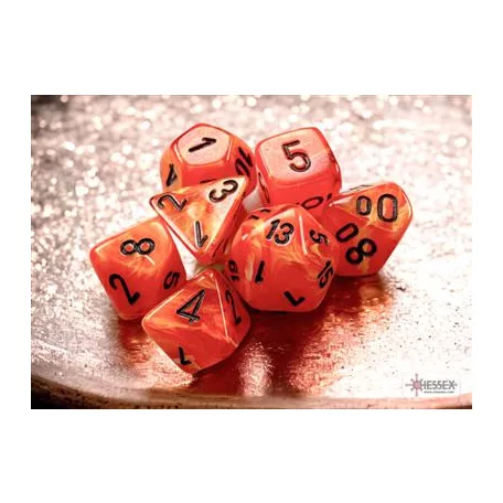 Chessex Vortex Mini-Polyhedral Orange/black 7-Die Set-20433