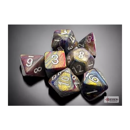 Chessex Festive Mini-Polyhedral Carousel/white 7-Die Set-20440