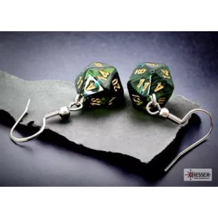 Chessex Hook Earrings Scarab Jade Mini-Poly d20 Pair-54204