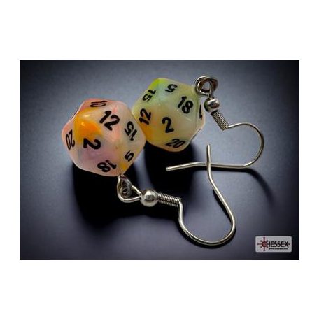 Chessex Hook Earrings Festive Circus Mini-Poly d20 Pair-54206