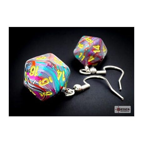 Chessex Hook Earrings Festive Mosaic Mini-Poly d20 Pair-54207