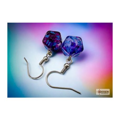 Chessex Hook Earrings Nebula Nocturnal Mini-Poly d20 Pair-54210