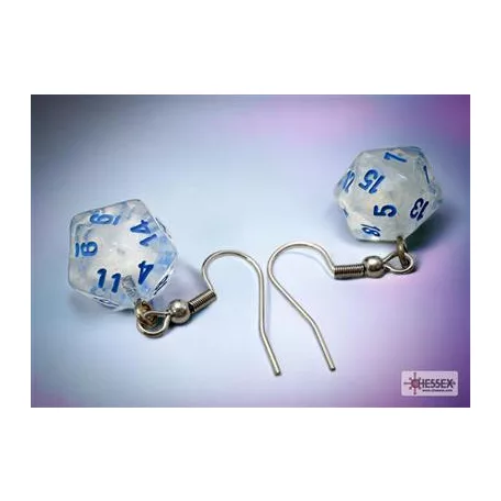 Chessex Hook Earrings Borealis Icicle Mini-Poly d20 Pair-54211