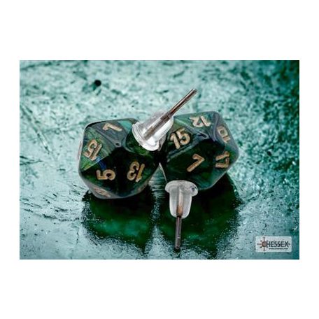 Chessex Stud Earrings Scarab Jade Mini-Poly d20 Pair-54504