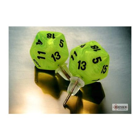 Chessex Stud Earrings Vortex Bright Green Mini-Poly d20 Pair-54505