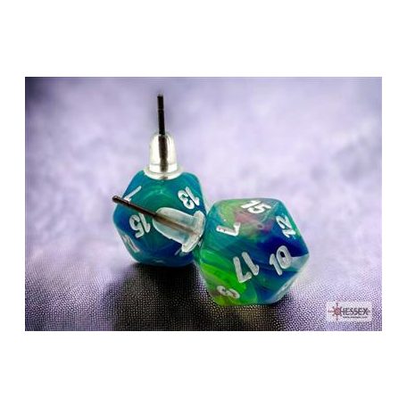 Chessex Stud Earrings Festive Waterlily Mini-Poly d20 Pair-54509