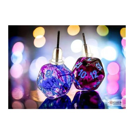 Chessex Stud Earrings Nebula Nocturnal Mini-Poly d20 Pair-54510