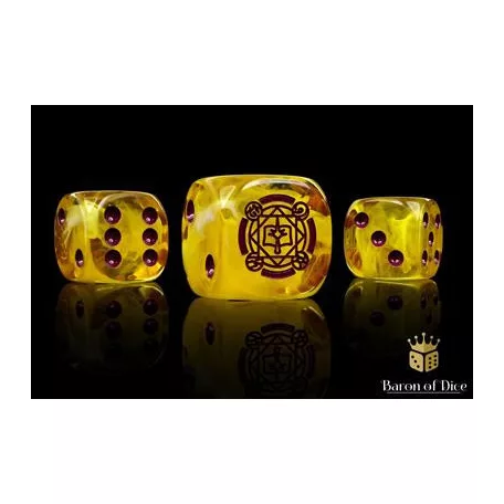 Conquest - Baron of Dice: Sorcerer Kings Faction Dice on Grey and Magenta swirl Dice-PBW8522