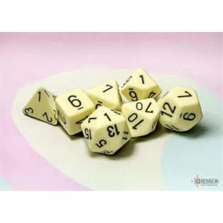 Chessex Opaque Pastel Yellow/black Polyhedral 7-Dice Set-25462