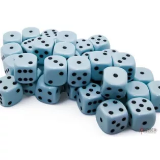 Chessex Opaque Pastel Blue/black 12mm d6 Dice Block (36 dice)-25866