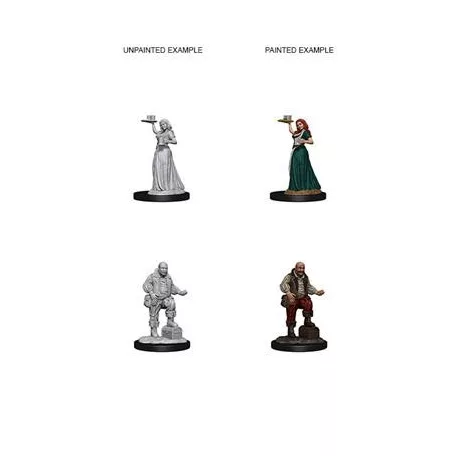Pathfinder Deep Cuts Unpainted Miniatures - Merchants (Serving Girl/Merchant)-WZK72584