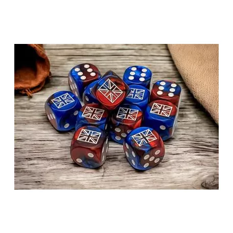 WW2 dice United Kingdom Gemini Blue-Red/white 16mm d6 Dice Block (12 dice)-29064