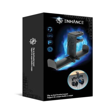 ENHANCE Enhance Clip-on Dual Headphone Mount-ENUNHPD100BKEW