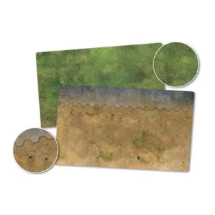 Game Mat 1, 36"x22" Double Sided (Grasslands/Arid/Urban)-HEXT15