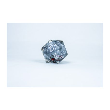 Sirius Dice - Large D20 Snow Globes Silver Ink Silver glitter red and green snowflakes-SDZ0012-04
