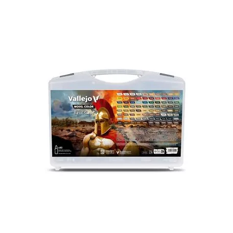 Vallejo - Model Color / 80 colors case - Basic Case. Includes: 75 basic colors + 5 auxiliaries 18 ml-70252