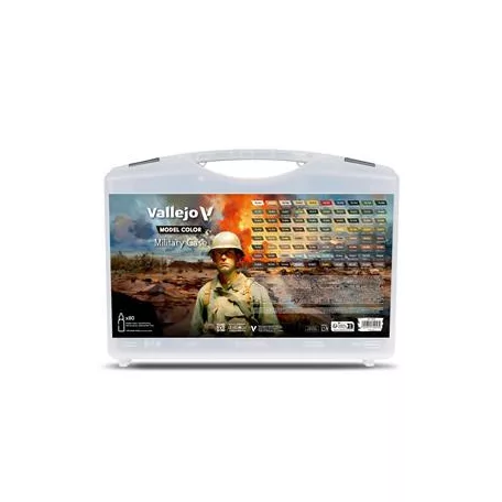 Vallejo - Model Color / 80 colors case - Military Case includes: 76 colors + 4 auxiliaries 18 ml-70253