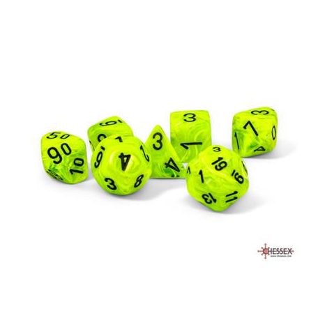 Chessex Vortex® Mega-hedral™ Bright Green/black 7-Die Set-22430
