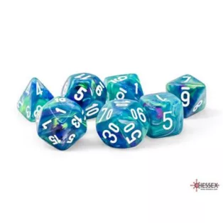 Chessex Festive® Mega-hedral™ Waterlily™/white 7-Die set-22546