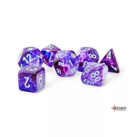 Chessex Nebula® Mega-hedral™ Nocturnal™/turquoise Luminary™ 7-Die Se-22557
