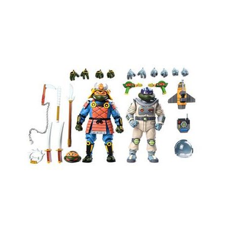 TMNT (Cartoon) - 7” Scale Action Figures - Space Adventure & Samurai Turtles 2 Pack-NECA54345