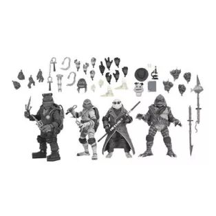 Universal Monsters x TMNT - 7” Scale Action Figure - 4 Pack Turtles Black & White-NE54468-01