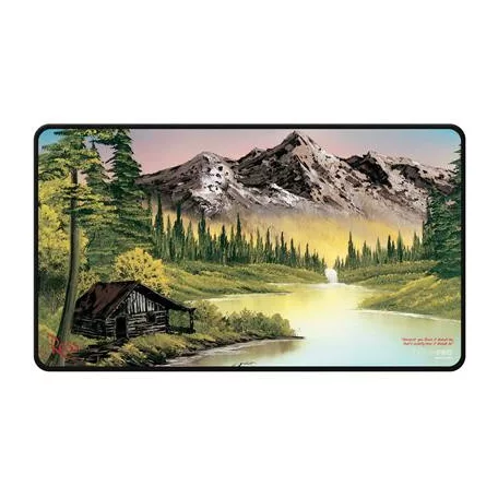 UP - Bob Ross Mountain Retreat Black Stitched Playmat-16510