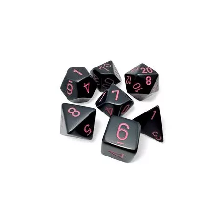 Opaque Black/pink Polyhedral 7-Dice Set-25448