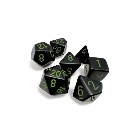 Opaque Black/green Polyhedral 7-Dice Set-25458