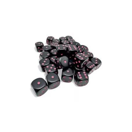 Opaque Black/pink 12mm d6 Dice Block (36 dice)-25848
