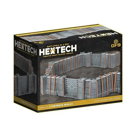 HexTech - Battlefield in a Box Terrain: Trinity City Fortress Walls (x24) - Grey-HEXT30
