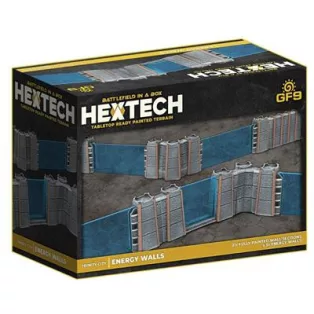 HexTech - Battlefield in a Box Terrain: Trinity City Energy Walls (x26) - Grey/Blue-HEXT31