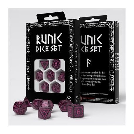Runic Shimmering black with magenta Dice Set-SRUN08