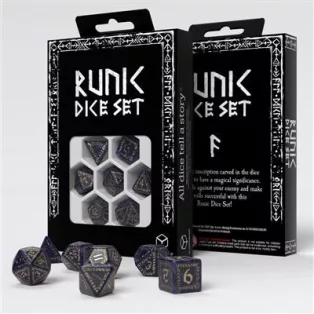 Runic Mixed-blue & gold Dice Set-SRUN09