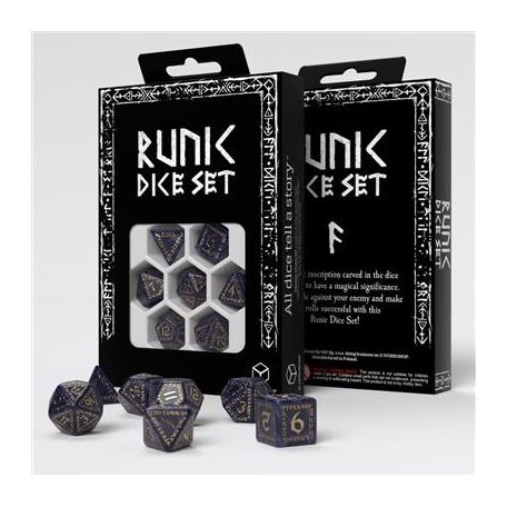 Runic Mixed-blue & gold Dice Set-SRUN09
