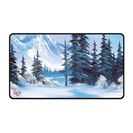 UP - Bob Ross - Winter Paradise Black Stitched Playmat for Tabletop Gaming-16523