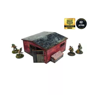 WW2 Normandy Large Brick Shed Prepainted [28mm/1:56]-H00128