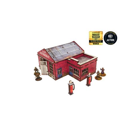 WW2 Normandy Garage w. Petrol Station Prepainted [28mm/1:56]-H00131