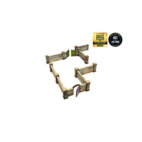 WW2 Normandy Wall w. Gate (high) Prepainted [28mm/1:56]-H00134