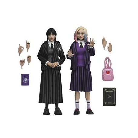 Wednesday - 8” Clothed Action Figure - Wednesday Addams (Nevermore Uniform) and Enid 2 Pack-NE42420-01