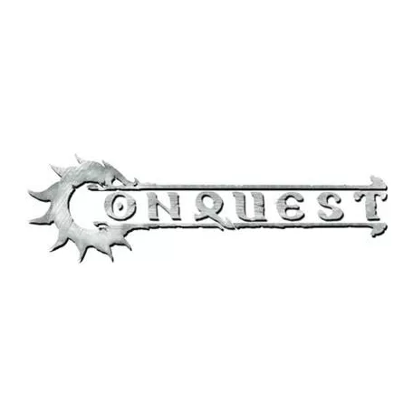 Conquest - Hundred Kingdoms Logo on Grey Marbled Dice with Navy Pips - 24 per pack-PBW6569