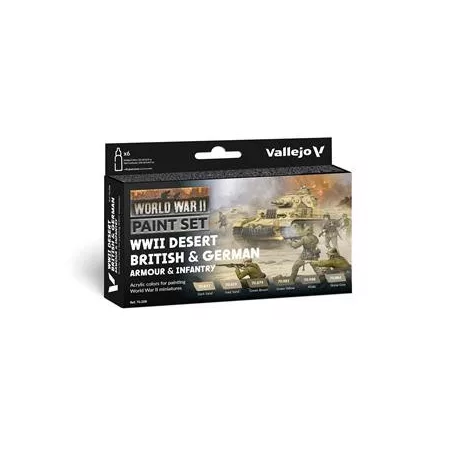 Vallejo - Model Color / WWII / 6 colors set - Desert British & German Armour & Infantry 18 ml-70208