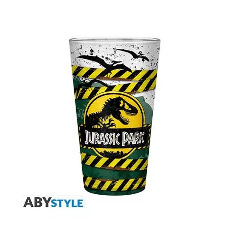 JURASSIC PARK - Large Glass - 400ml -Danger High Voltage-ABYVER159